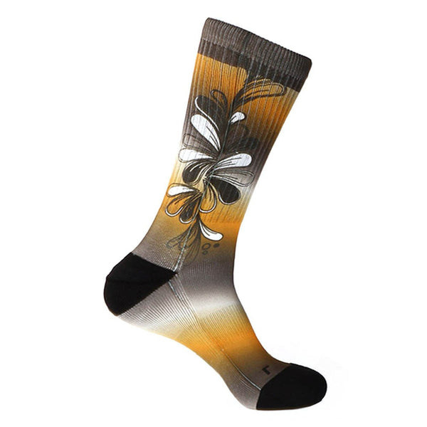 Steven Land Colorful Floral Pattern Brown Multi Cotton Nylon Spandex Men's Socks