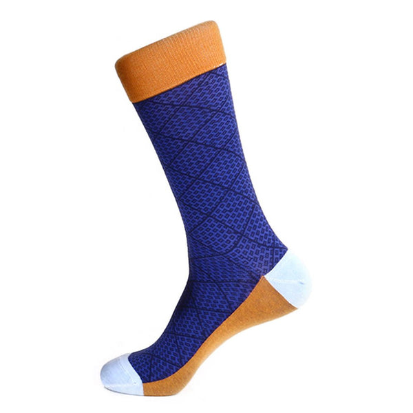 Steven Land Navy Multi Classic Plaid Pattern Men's Socks