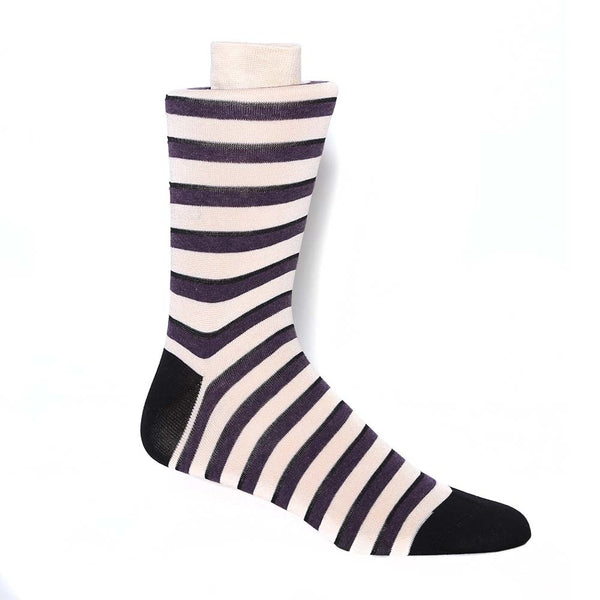 Tallia Beige Plum Stripes Men's Socks