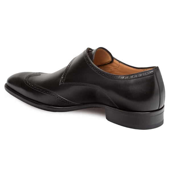 Mezlan Forest Black Calfskin Leather Men's Modern Wing Tip Oxford