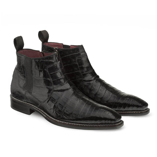 Mezlan Blackmore Black Genuine Crocodile Plain Toe Mens Boot