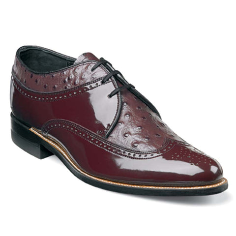 Stacy Adams Dayton Burgundy Ostrich Print Oxford