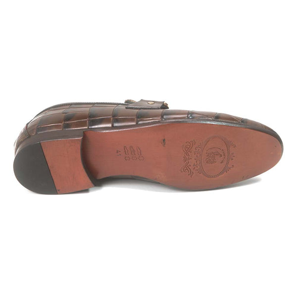 Sigotto Uomo Brown Leather Gator Print Loafer with Leather Sole