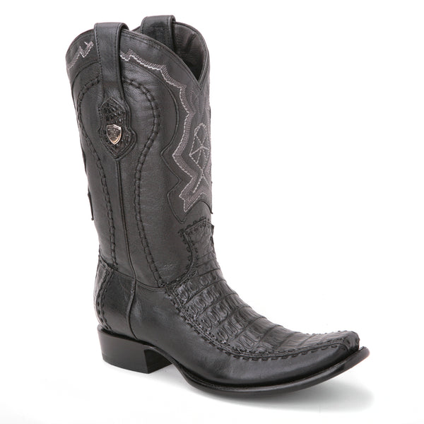 Wild West Black Genuine Caiman Skin Boots