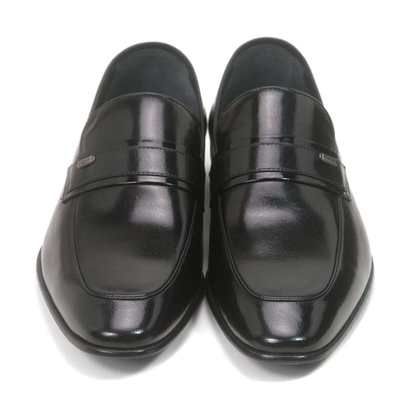 Golden Pass Men's Black Calf Leather Plain Toe Slip on Loafers with Leather Sole