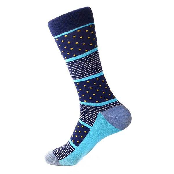 Steven Land Navy Multi Dots and Dashes Pattern Men's Socks