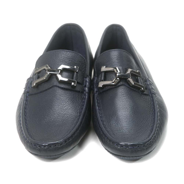 Sigotto Uomo Navy Blue Leather Slip-on Loafer