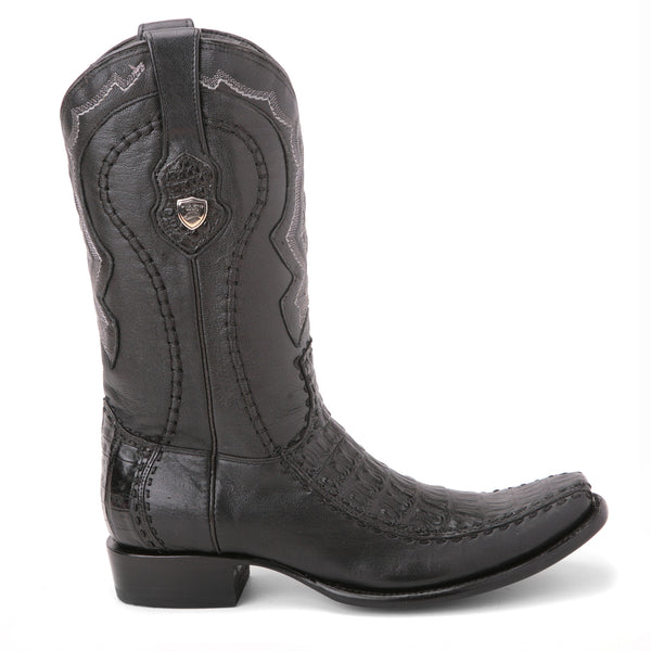 Wild West Black Genuine Caiman Skin Boots