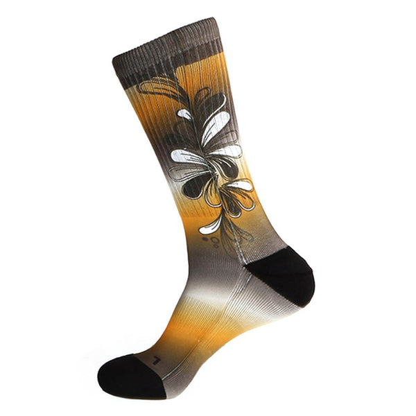 Steven Land Colorful Floral Pattern Brown Multi Cotton Nylon Spandex Men's Socks