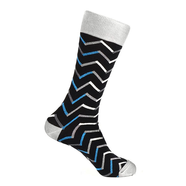 Steven Land Black Multi Chevron Mixed Colors Pattern Men's Socks