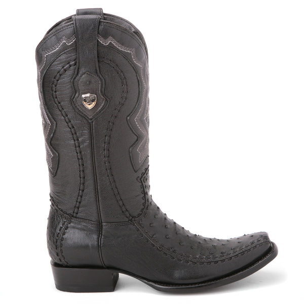 Wild West Black Genuine Ostrich & Leather Boots