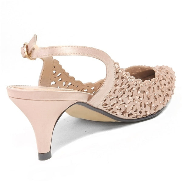 Lady Couture Jewel Champagne Fabric heels