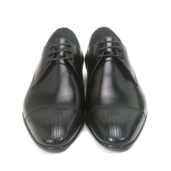 Golden Pass Men's Black Cap Toe Leather Sole Oxfords Dress Shoes